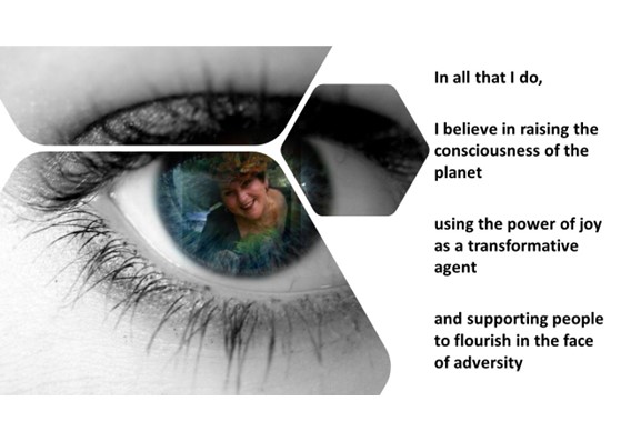 picture of pat superimposed within the pupil of an eye, with a poem