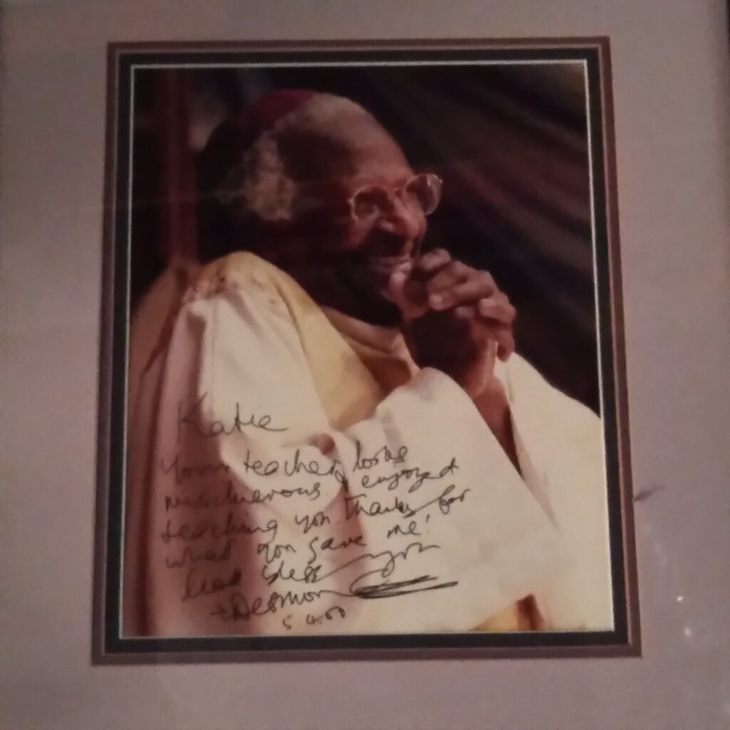Signed photo of Archbishop Tutu