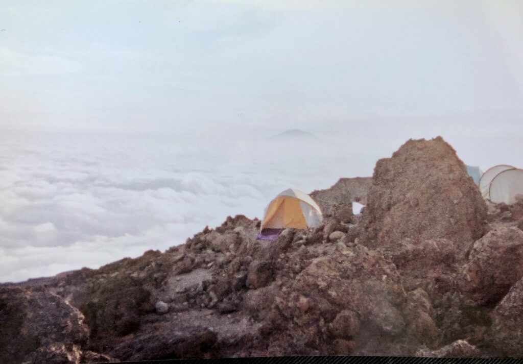 tent on a rocky coast